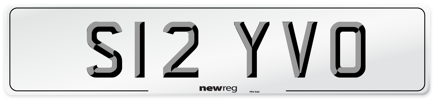 S12 YVO Number Plate from New Reg